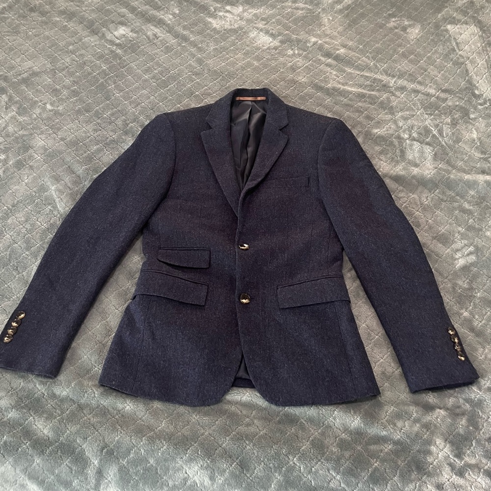 Moss London Slim Fit Blazer Navy Wool Blend Tailored Jacket